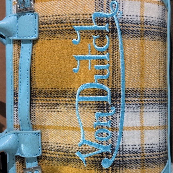 Von Dutch Lane Blue and Yellow Plaid Shoulder Bag - Picture 5 of 8